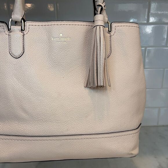 Kate Spade Pebbled Leather Tassel Large Tote Shoulder Bag - Picture 3 of 16